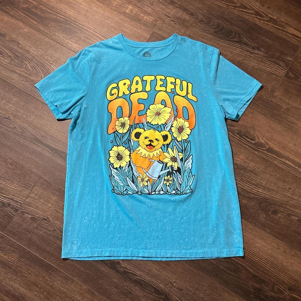 Greatful Dead Bear Graphic Floral Band Tee Juniors XXL Festival Boho Hippie